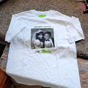 White Graphic T-Shirt with Green Accents